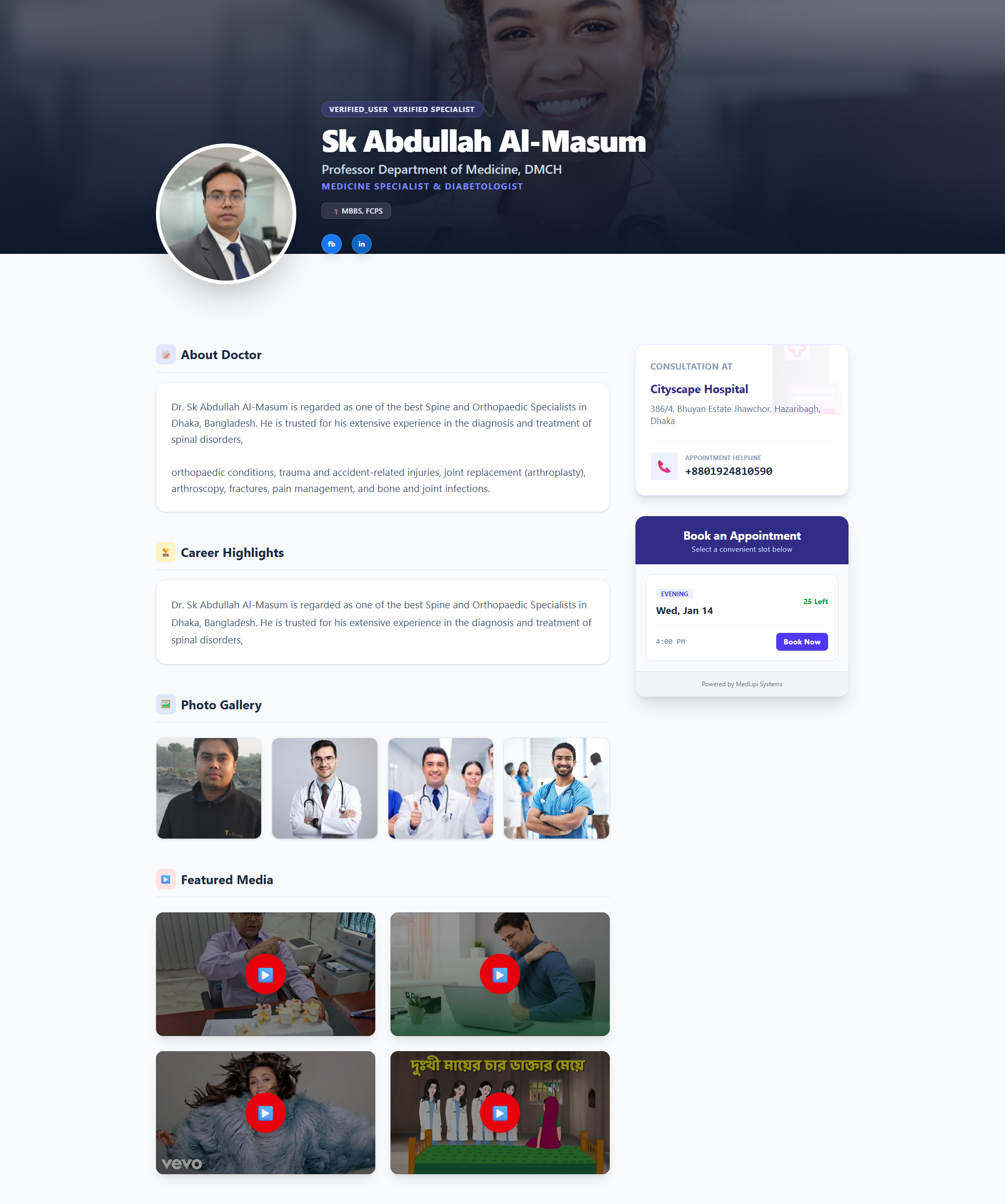 Doctor Profile Website Preview